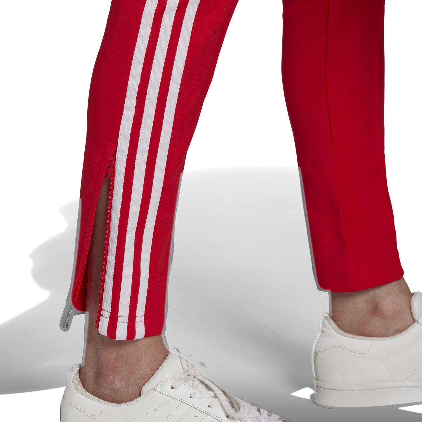 Red Adidas Pants with White Stripes