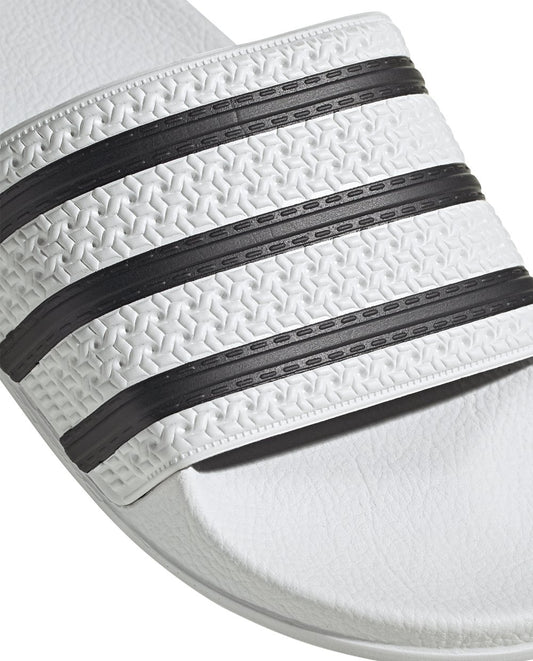 Adidas Adilette Brancos com Riscas Pretas
