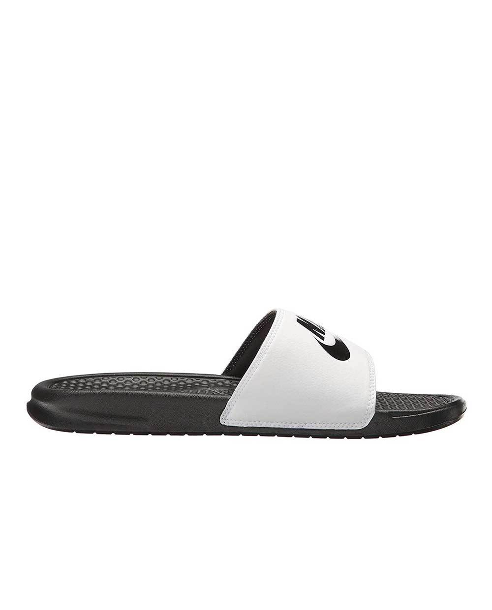 Nike Benassi White and Black Flip-Flops