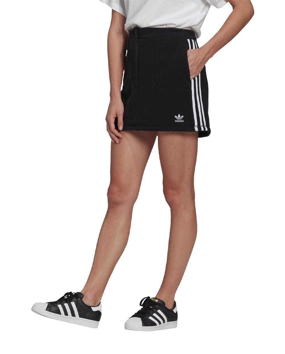 Adidas Black Fleece Polar Skirt with White Stripes