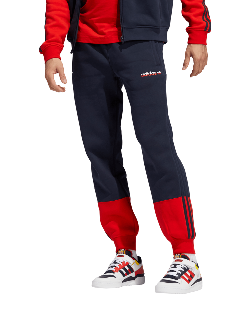Navy Blue and Red Adidas Pants