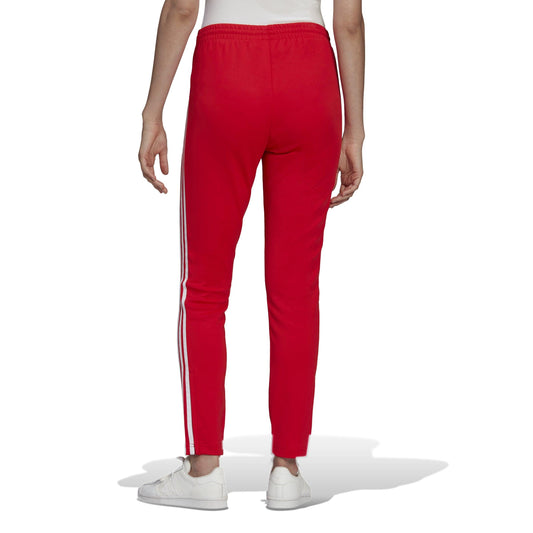 Calças Adidas Vermelhas com Riscas Brancas