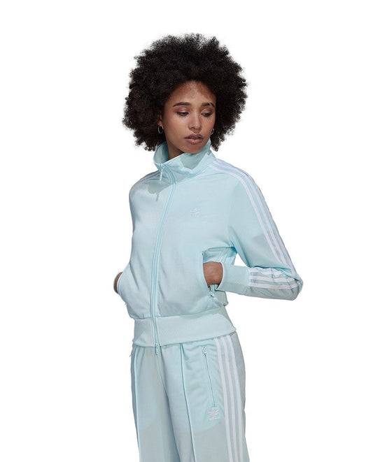 Baby Blue Adidas Jacket with White Stripes