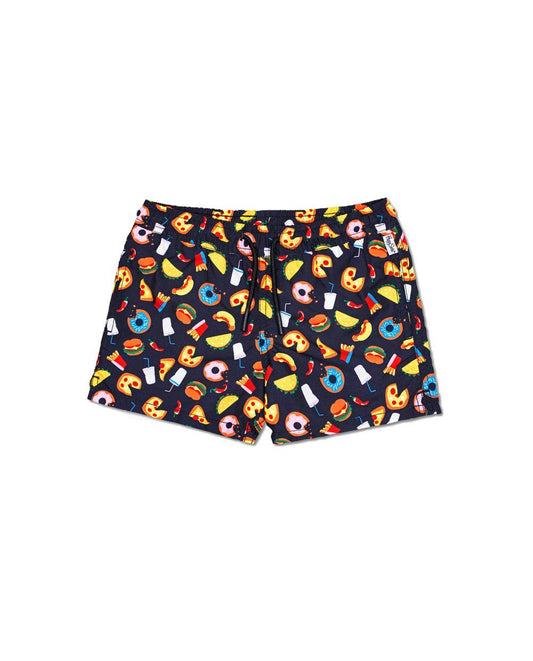 Happy Socks Black Shorts with Food Pattern